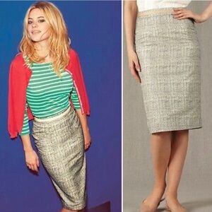 Boden Silver Midi Pencil Skirt Sparkle Ribbon Size US 8R